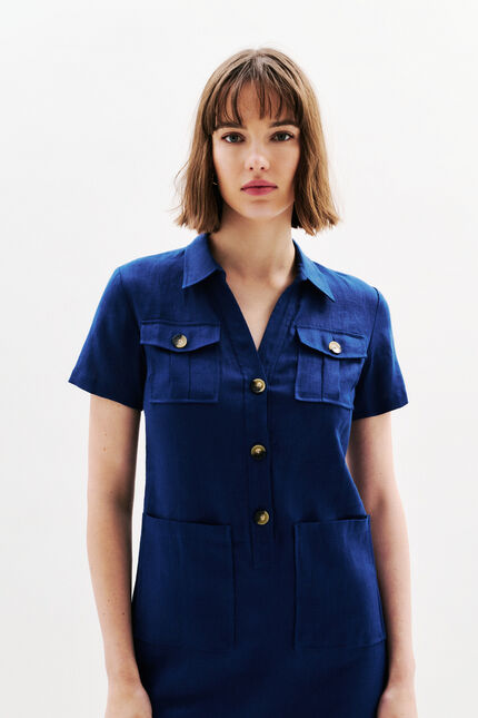 Abito Laure 100% lino blu navy donna
