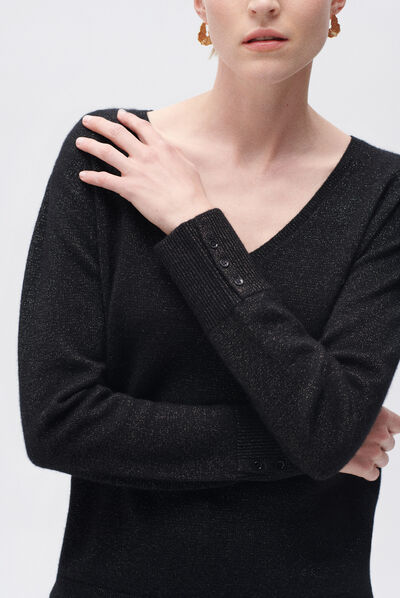 Malha marianne lurex preto mulher