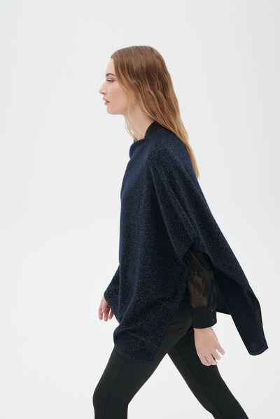 poncho baltia azul-marinho mulher