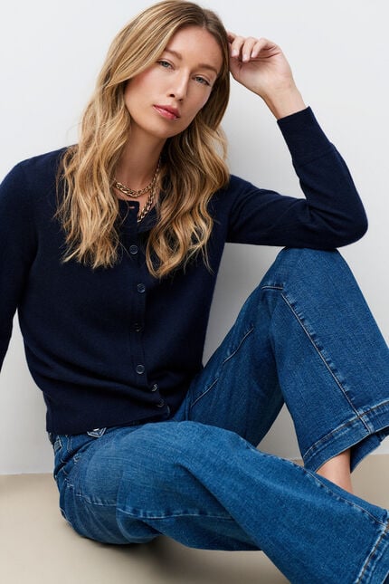 mcaroline 100% cashmere cardigan navy blue woman