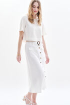 Agnes skirt 100% linen white woman
