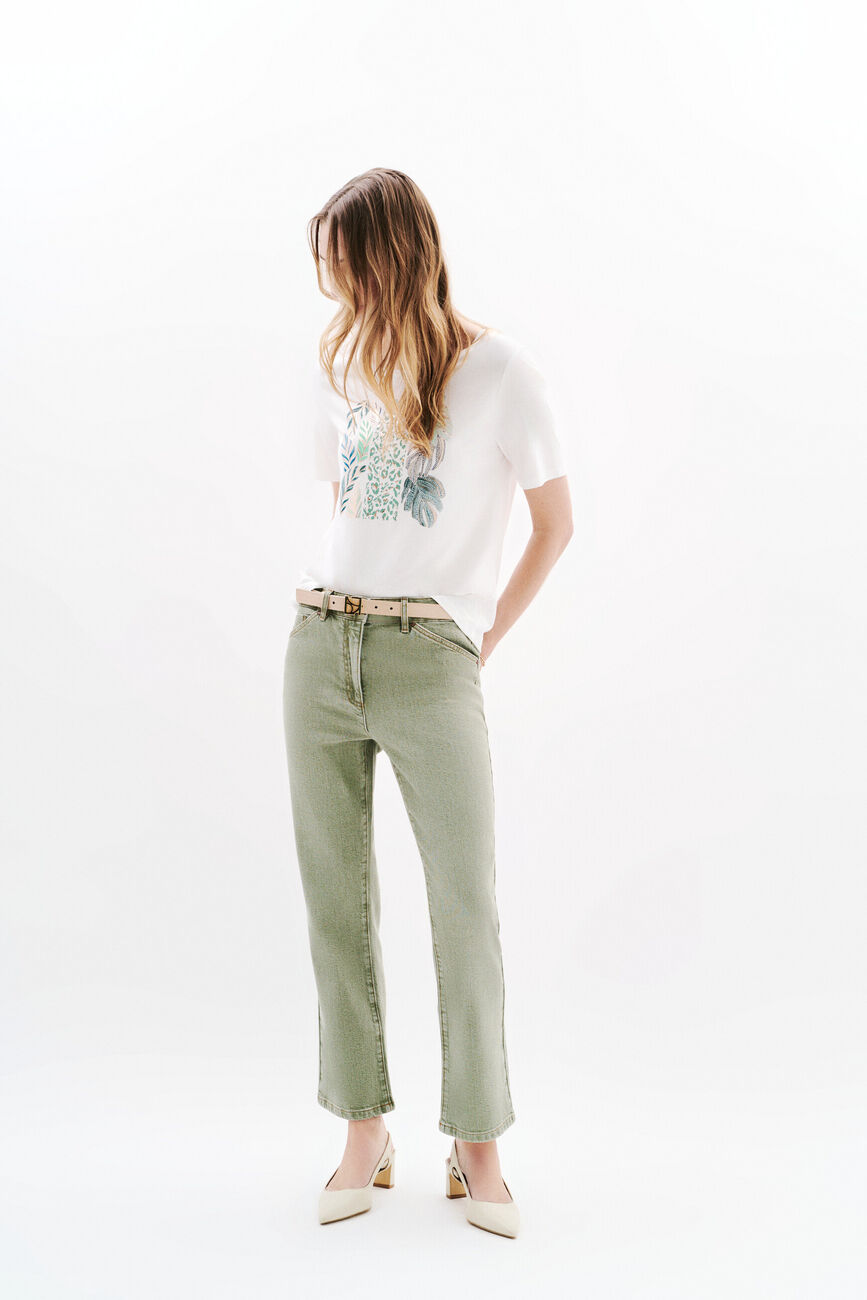 T-shirt Taha vert kaki femme