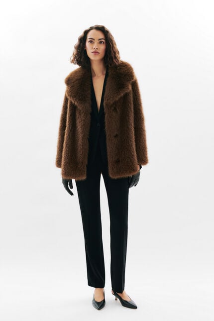 Grizly coat chocolate brown woman