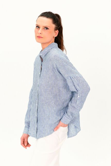 100% linnen Hemd Claude2 denim stone vrouw