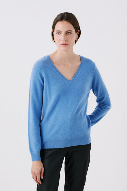 maglione marianne2 100% cachemire blu donna