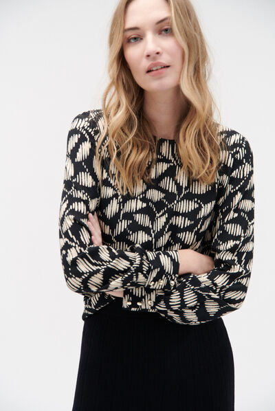 Blusa Lena a motivi nero donna