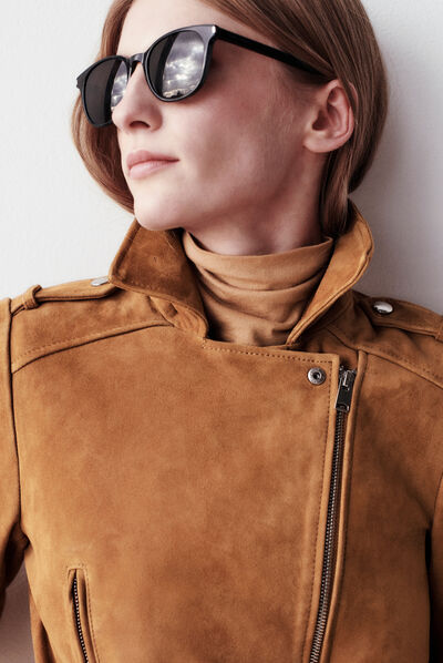 blazer polly 100% cuir camel femme
