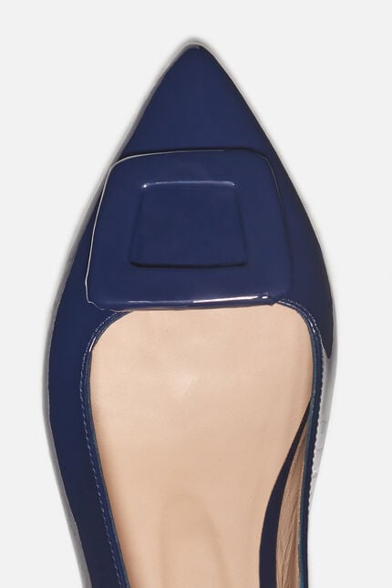 Audrey ballet flats in natural leather navy blue woman