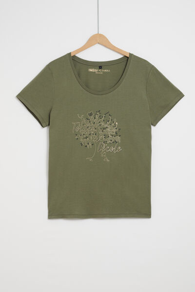 t-shirt nessa vert kaki femme