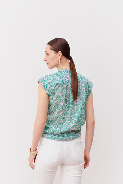 chemisier elio bleu turquoise femme