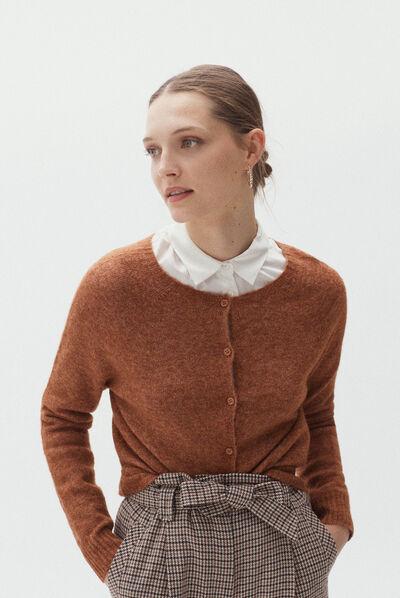 gilet heloise marron cognac femme