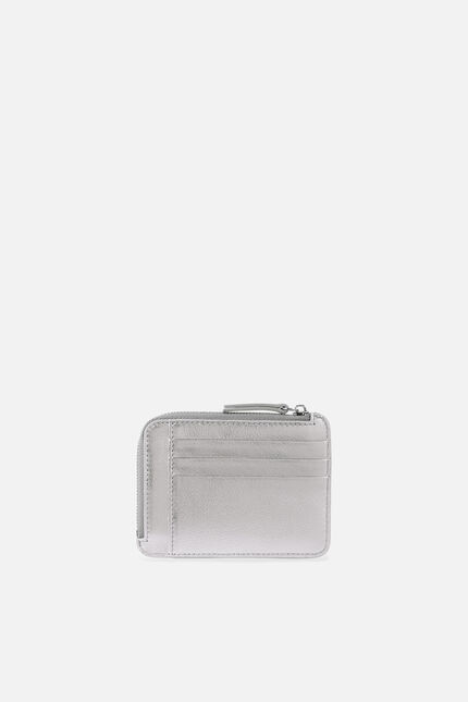 Porte-cartes stanley2 en cuir naturel gris argent femme