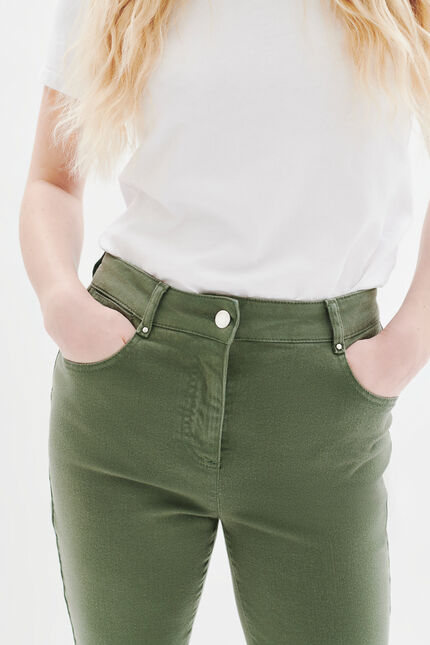 Pantaloni Pcomolong verde cachi donna