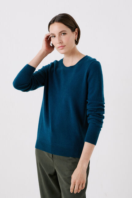 Pull magda2 100 % cachemire bleu canard femme