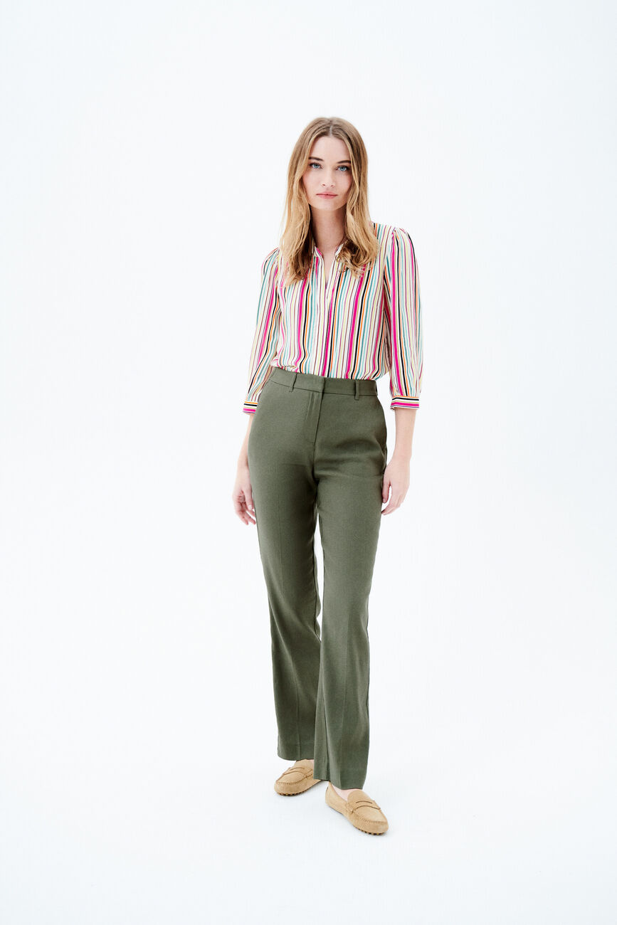 Pantalón pierrot verde caqui mujer