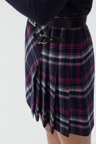 jupe margaret plaid bleu marine femme