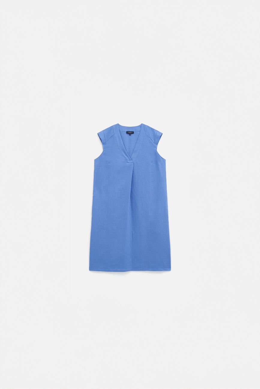 robe pamela 100% lin bleu violet femme