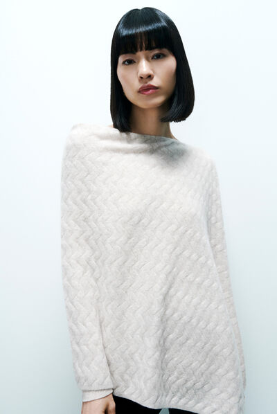 Poncho helea beige femme