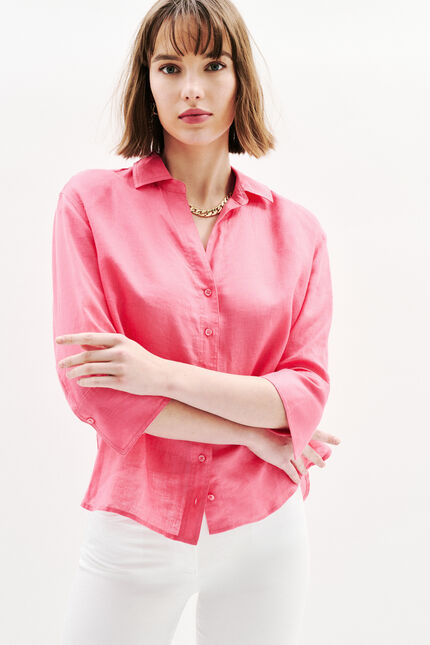 Hemdbluse Coraline 100% Leinen rose damen