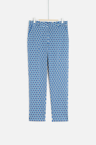 Pantalon gabin à motifs graphiques bleu marine femme