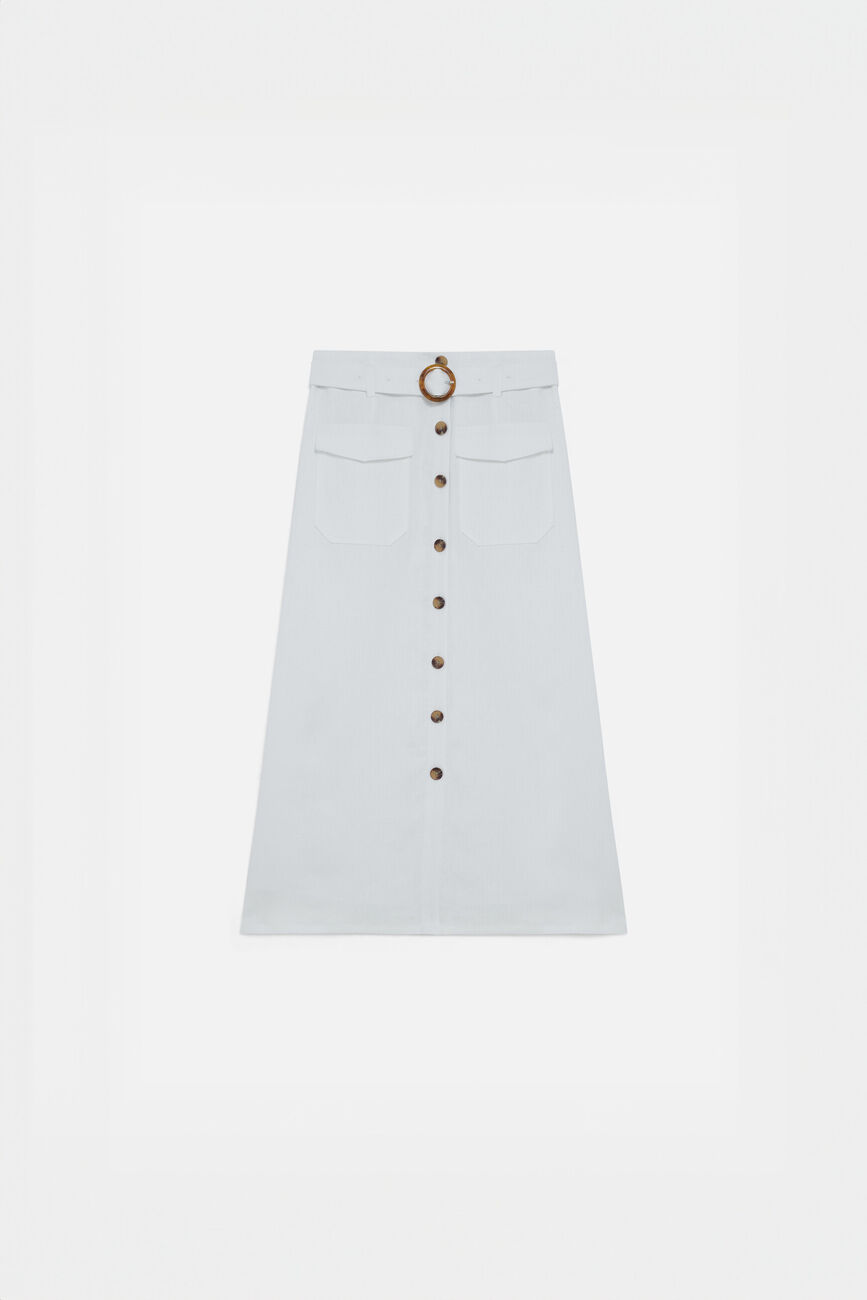 jupe agnes 100% lin blanc femme