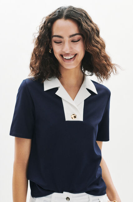 T-shirt Terry bleu marine femme