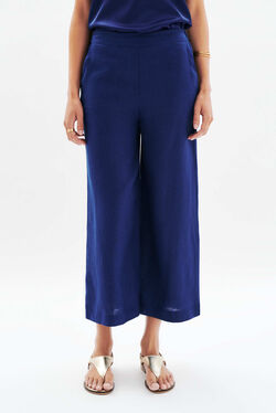 Pantalón Pandi 100% lino azul marino mujer