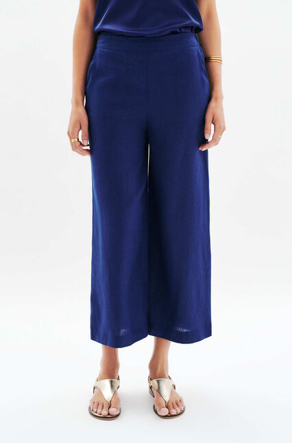 Pantalón Pandi 100% lino azul marino mujer