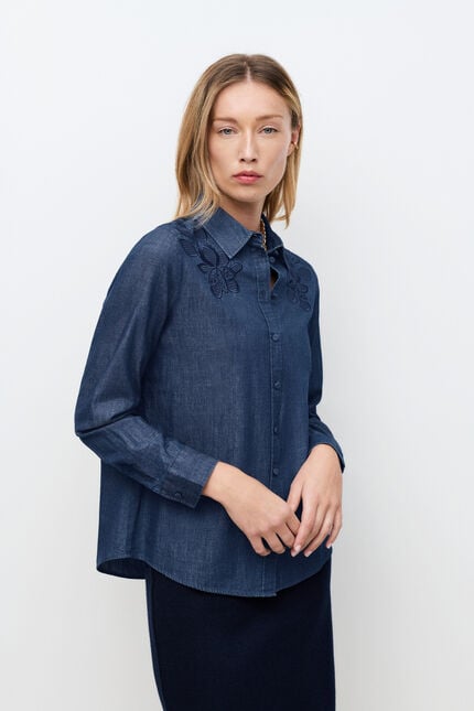 Chemise Brendabroderie denim stone femme