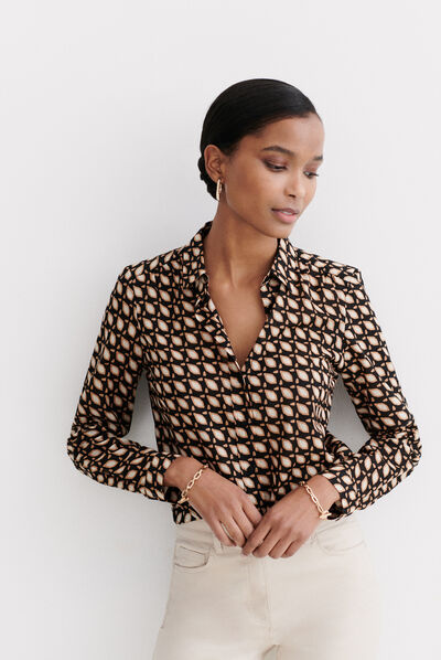 Camisa Samba estampada negro mujer