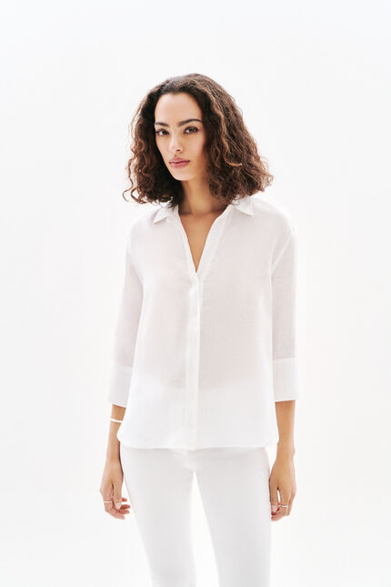 Chemise coraline 100% lin blanc femme