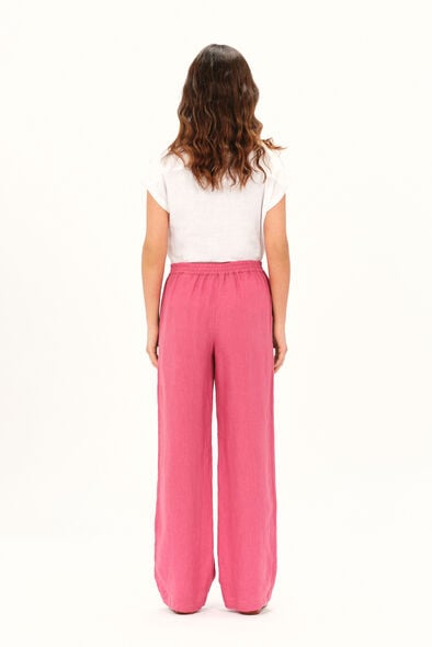 pantalon pigment 100 lin rouge fonce femme Pantalon pigment 100% lin rouge foncé femme