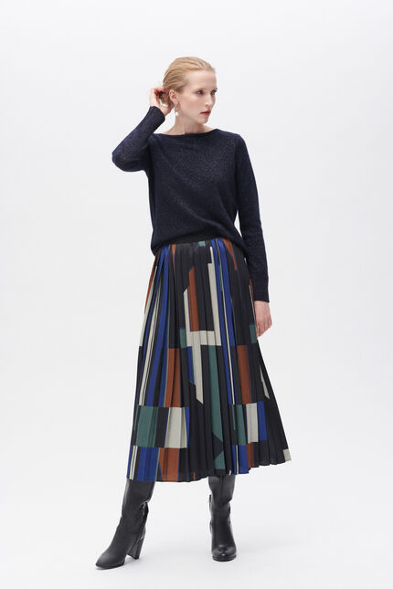 Pull zoan lurex bleu marine femme