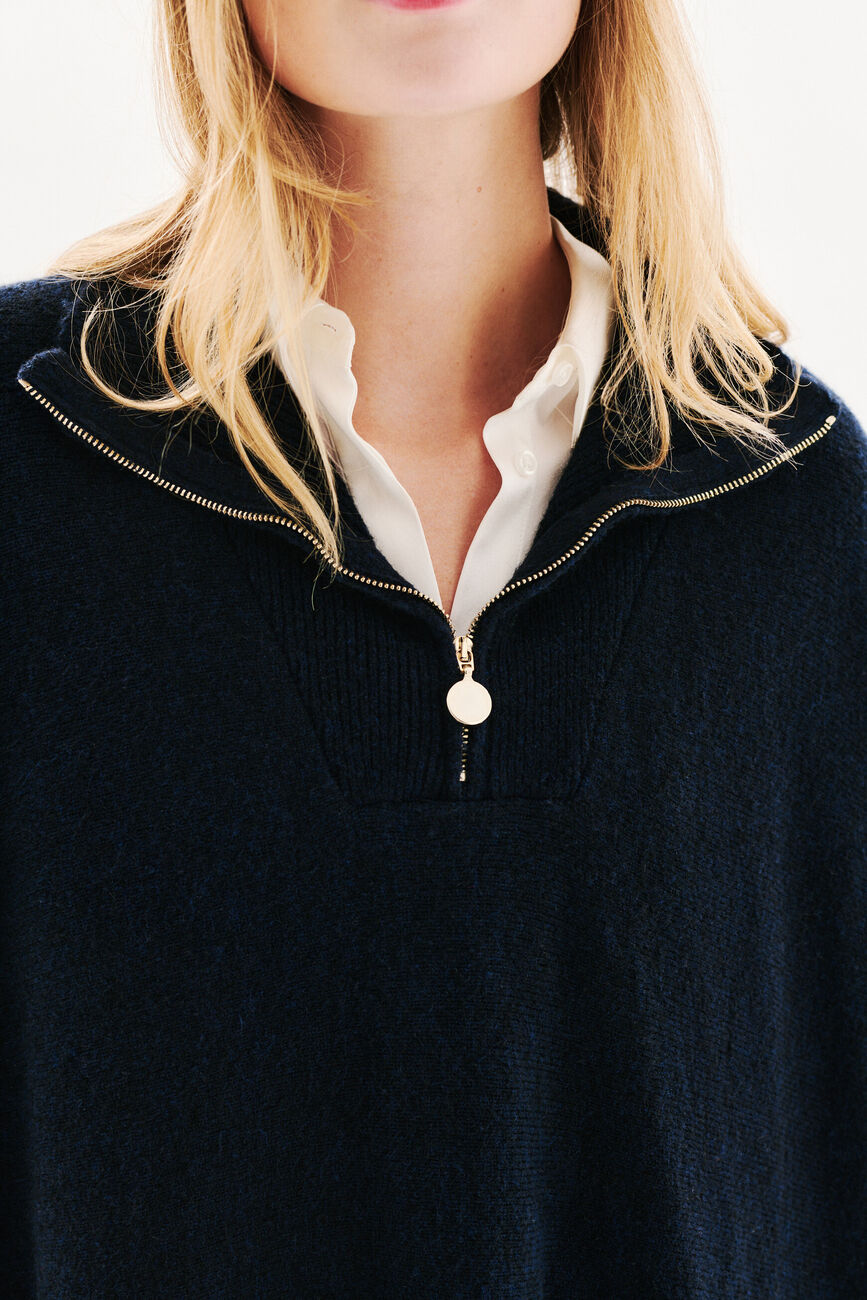 Poncho Herios bleu marine femme