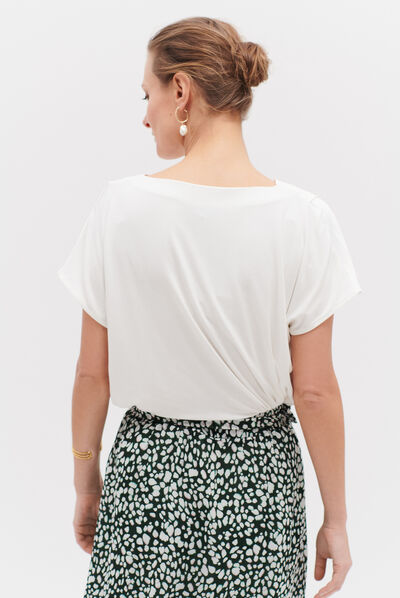Top Victor satinado marfil mujer