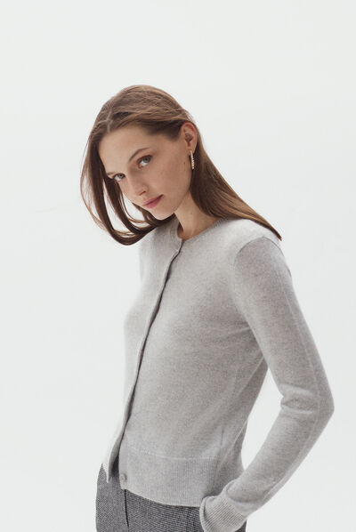 cardigan Carola cinzento claro mulher