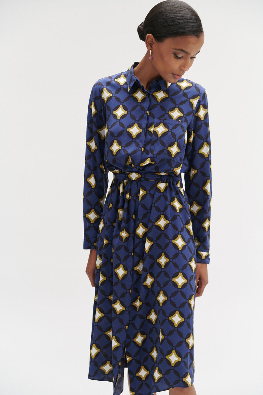 robe maya imprimée bleu electrique femme
