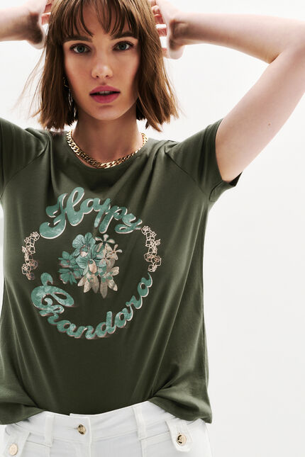 T-shirt Toutes à l'école Taxime Happy khakigrün damen