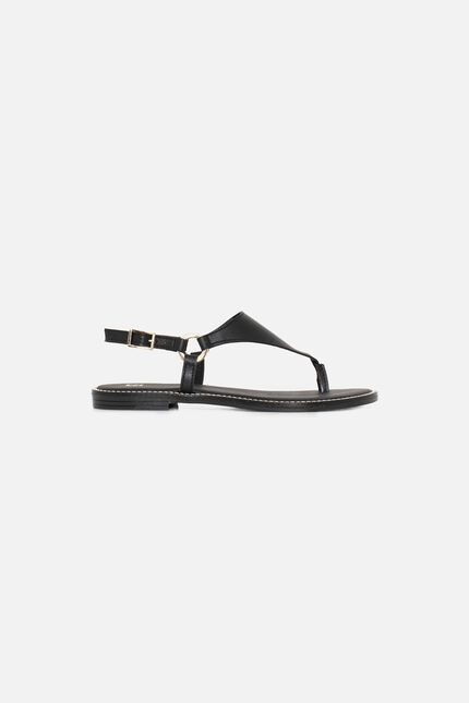 Sandalias Lexi2 de cuero natural negro mujer