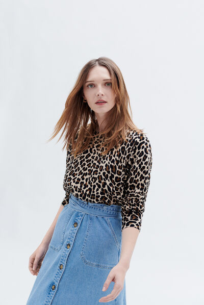 Pull mado marron cognac femme