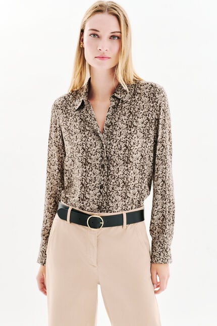 Overhemd Cleony donkerbeige vrouw
