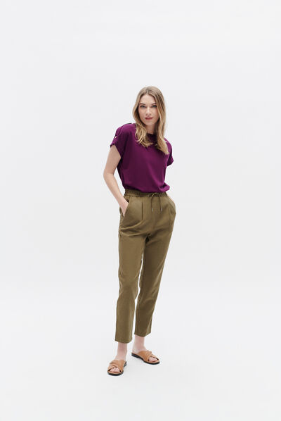 Pantalon peter vert olive femme