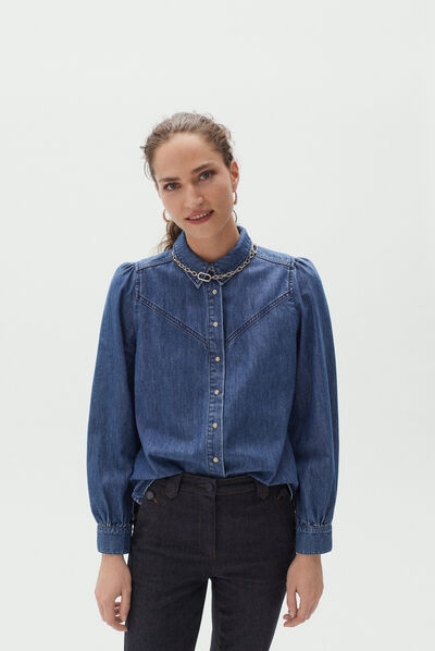 chemisier norra denim stone femme