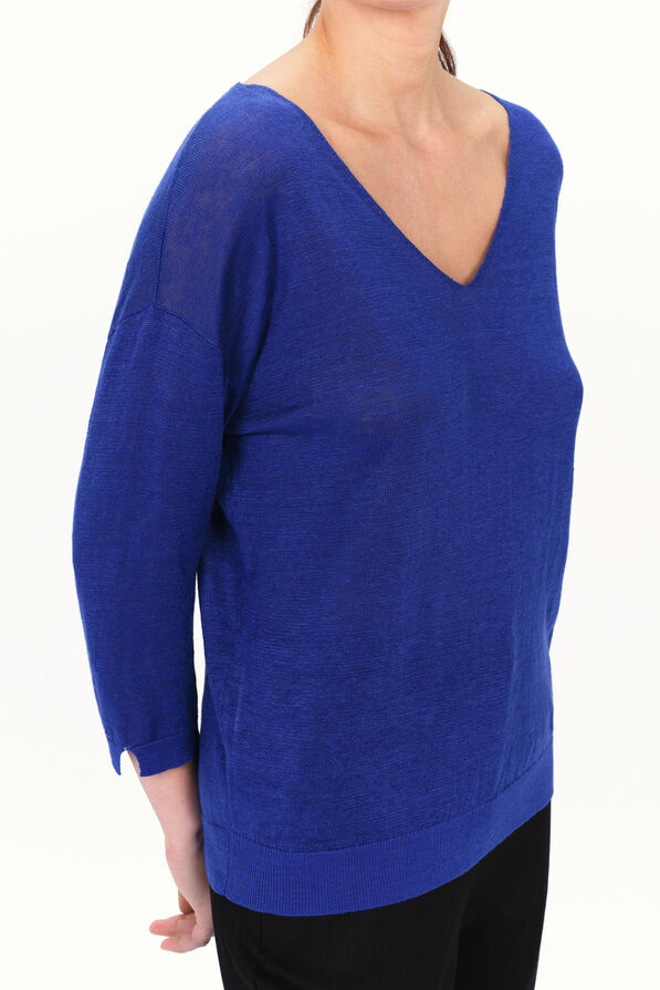 pull alicia col v 100 lin bleu turquoise femme Pull alicia col V 100% lin bleu turquoise femme