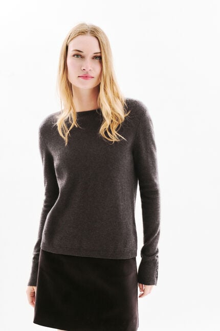 Pull mzoan 100% cachemire marron foncé femme
