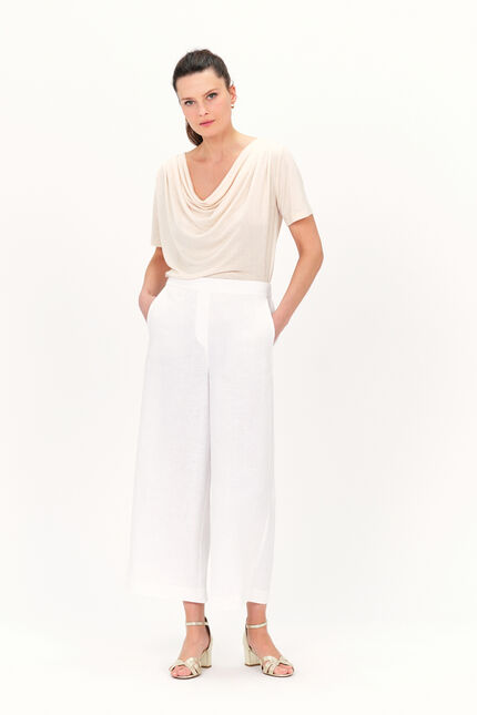 Pantalon pandi 100% lin blanc femme