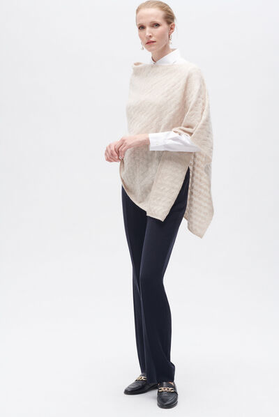 Poncho helea beige femme