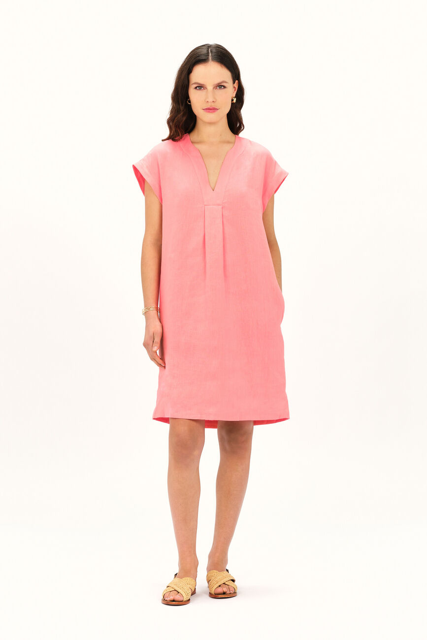 robe mirabelle 100% lin rose vif femme