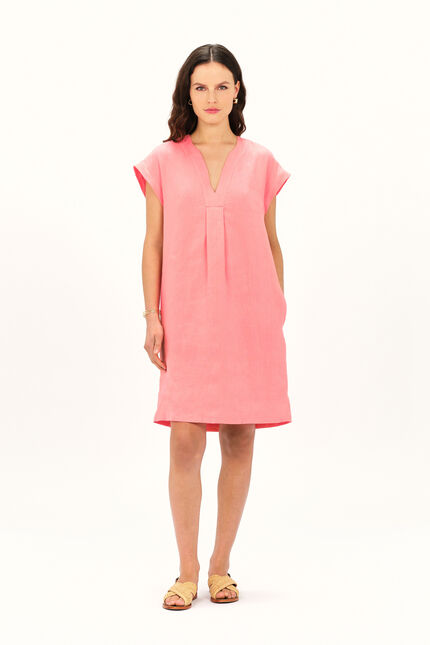 Abito Mirabelle 100% lino rosa vivo donna