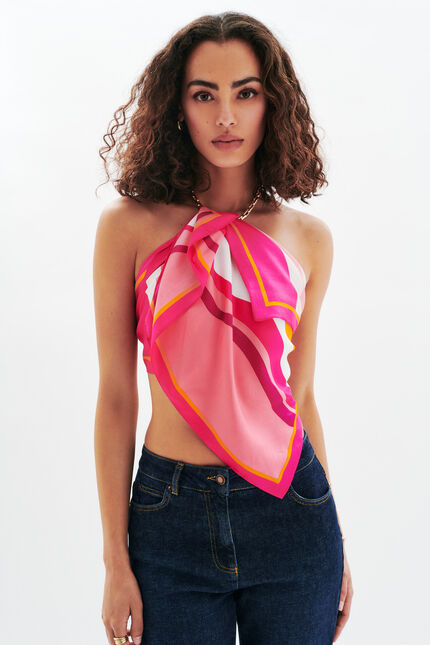 Foulard Line 100% soie rose fushia femme